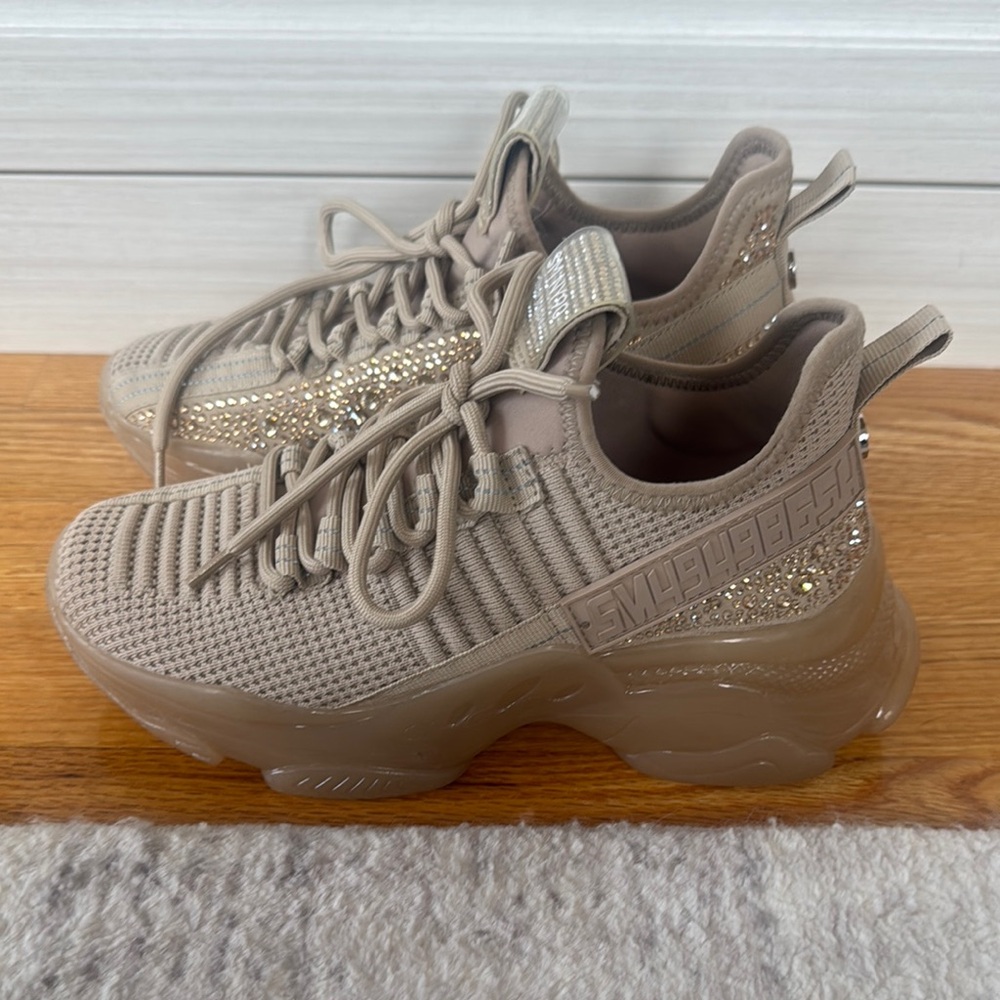 Steve Madden NY90 Tan Rhinestone Sneakers - Picture 3 of 6
